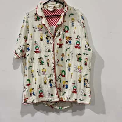 Peter Alexander Womens  Peanuts Christmas Shortie Set White RRP$59