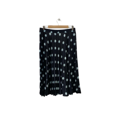 Zara Womens  Size XL Pleated Skirt Blue Polka Dot 