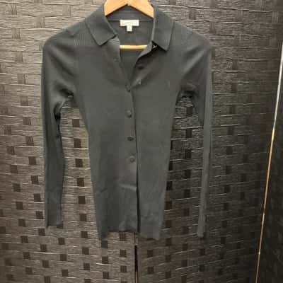 Oroton Womens  Size XS Long Sleeve Top Black  