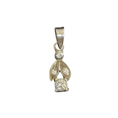  Dainty Sterling Silver 925 & White Stone Leaf Pendant