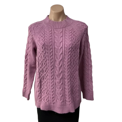 Suzannegrae Womens Size S Pink Cable Pattern Long Sleeve Jumper