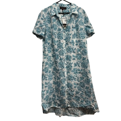 Maggie T Women's Blue And White Linen Floral Shirt Dress Size 14 BNWT