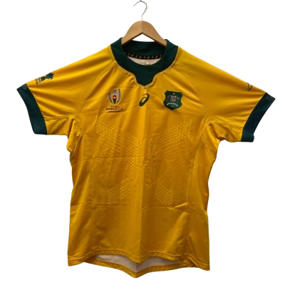 Asics Australia Wallabies Rugby World Cup Japan 2019  Size XL Player Gear Home Jersey - Green/Gold