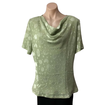 Vintage Inspiration Womens Size 18 Sage Green Self Pattern Short Sleeve Top 