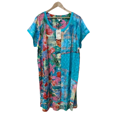 BNWT Orientique Womens Size 22 Pattern Blue Dress