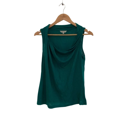 Veronika Maine Womens Linen Size M Short Sleeve Top / Sleeveless Top Green 