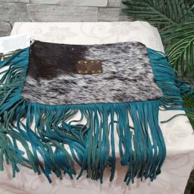  Womens Animal print / Green / Teal wristlet bag