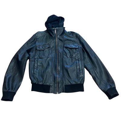 Chevignon Legend Label Size M Leather Jacket Black  