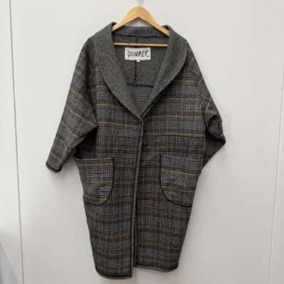 Bounce Sydney Wool Blend Checked Coat - Size S  