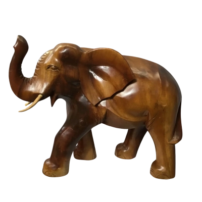 Wooden carved Elephant with tusks