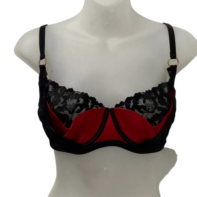 Bras N Things Womens  Size 10E Bra Black  / Red 