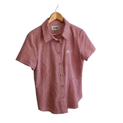 “Wrangler” Womens  -Size 12 -Short Sleeve Shirt -Checked / Red / White 