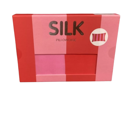 NEW - 100% Silk Pillow Slip Red & Pink Striped 