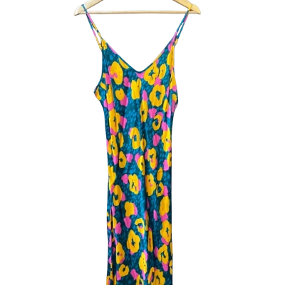 Gorman Size 12 Shoestring Strap Dress Green / Pink  / Yellow Flowers