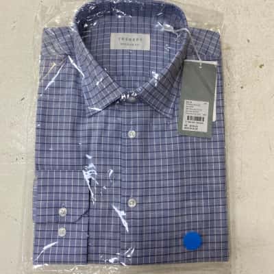Trenery Mens Regular Fit Size 46 Checked Shirt Blue / Checked 