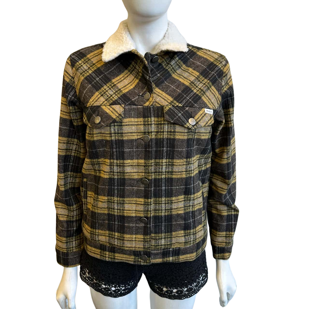 RVCA Women s Size 8 Sherpa Lined Winter Jacket Checked s