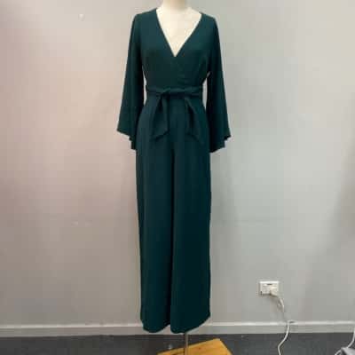 Tussah Womens  Size 8 Long Sleeve Jumpsuit Emerald Green 