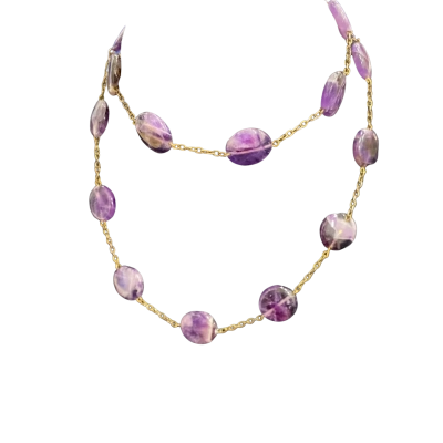  Womens Beaded amethyst Necklace. 34 cm drop