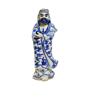 BLUE AND WHITE FIGURINE BODHIDHARMA