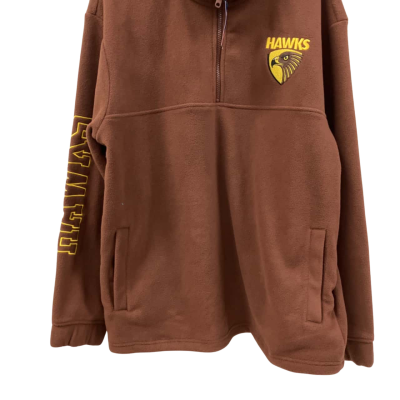AFL Mens Hawthorn Size L Quarter Zip Pullover Brown / Yellow 