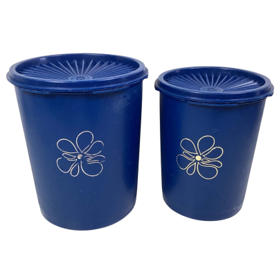 Vintage Navy blue Tupperware Servalier canisters 