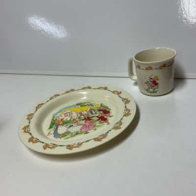 Royal Doulton Bunnykins Plate And Cup plastic