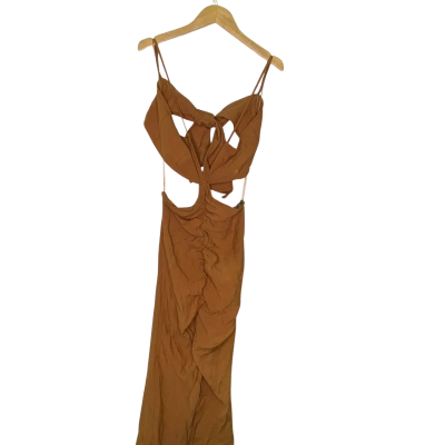 Zara Womens  Size S Shoestring Strap Dress Brown 