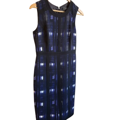 “Basque” Womens  Dress- Size 8 -Black  / Blue / White 