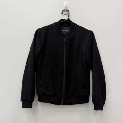 Alpha60 Wool Blend Black Bomber Jacket - Size XXS 