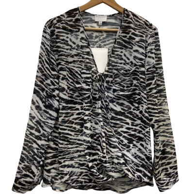 Witchery Size 10 TRANSPARENT Long Sleeve Shirt Multicoloured 