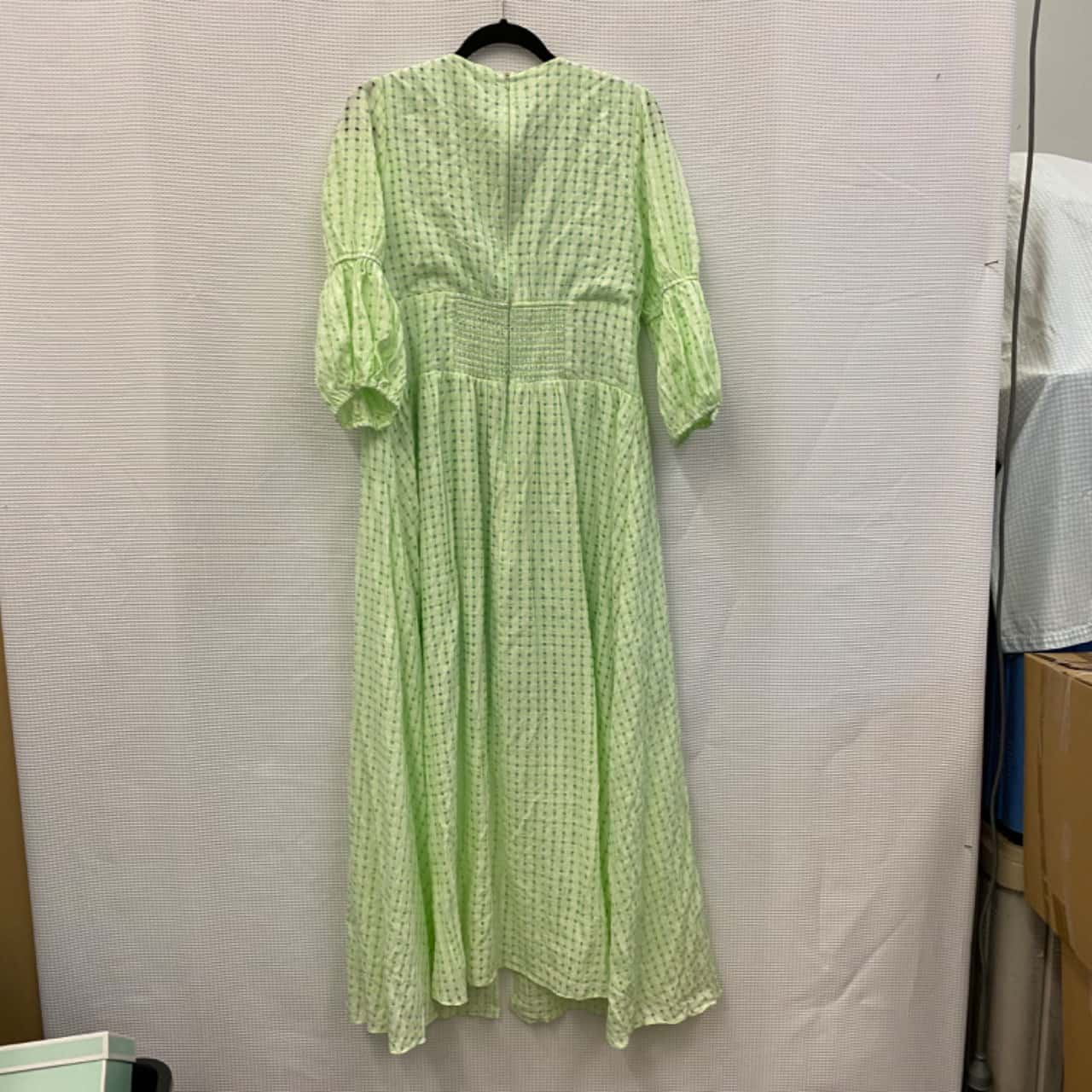 green emerald velvet dress Josie shift dress in kelly green gingham – Elizabeth Wilson Designs main image 1