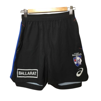 Asics Mens Size XS Western Bulldogs Shorts Black  