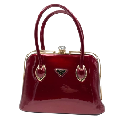  Womens Posh Look Handbag Red Large 30 x 25 cm with Crystal Clasp    (HB1)