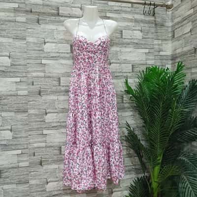 HELLO MOLLY Womens  Size 8 Maxi Dress Floral / Pink  / White 