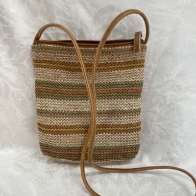 NieriBozzi Women’s Beige / Green & Cream Rattan Cross Body Bag 