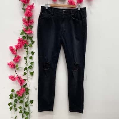 Ziggy Denim Womens Distressed Jeans Size 30 Black  