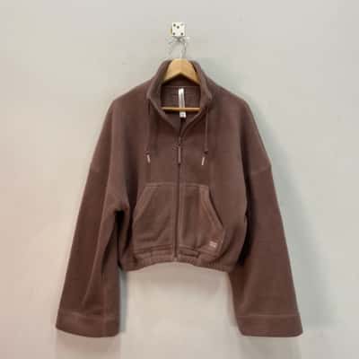 Lorna Jane Womens  Size S Cropped Polar Fleece Jumper Brown 