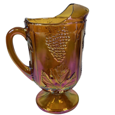 Vintage iridescent carnival harvest grape amber pitcher