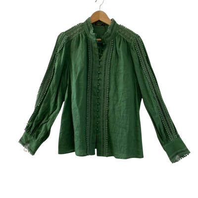 G.D.S. by Helenam Long-Sleeved Green Blouse Women's Size L/AU14 (*Brand New* RRP $159)