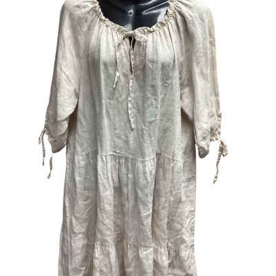   Women’s Linen Size S Short Sleeve Dress  Beige 