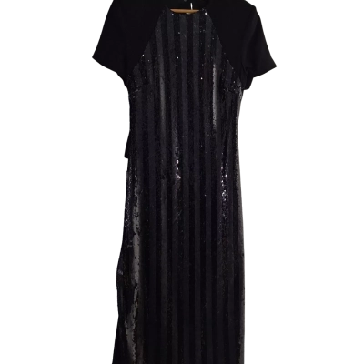 Cue Stripe Sequin Cut Out Back Dress - size 14
