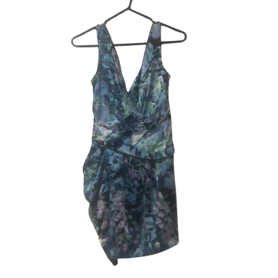  Womens Cynthia Steppe Size 2 Sleeveless Silk Cocktail Dress Black  / Blue / Green / Purple / Pattern