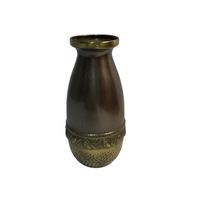 Vintage Hand Made Engraved Brass Potbelly Vase (England)