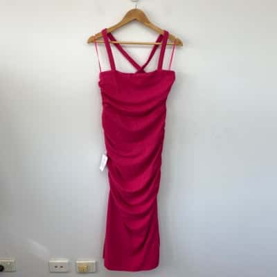 BWLDR Hot Pink Kartini Midi Dress  Size 14 