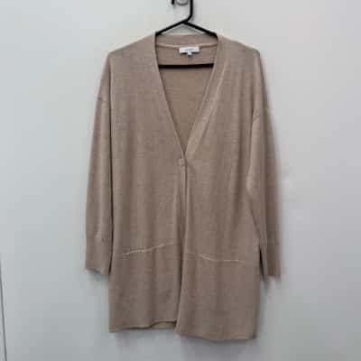 Jump Long Line Wool Blend Cardi- Stone Marl - Size M RRP $139 