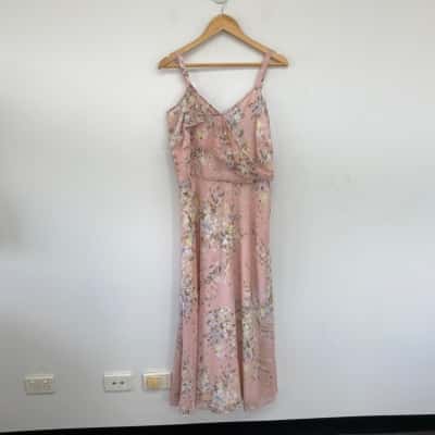 Liz Jordan Ivory Cream Aysmetric Ruffle Maxi Dress Size 14 