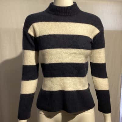 Country Road Womens  Size XS Long Sleeve Shirt Navy Blue / White 