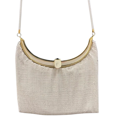 Glomesh Crescent Womens Evening Shouler Bag Cream 