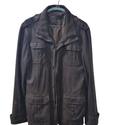 Giara Mori Men's Size S Front Zipper in Dark Brown 