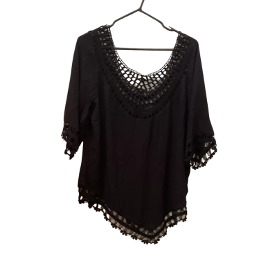 Womens City Chic Size S 3/4 Sleeve Top Black  